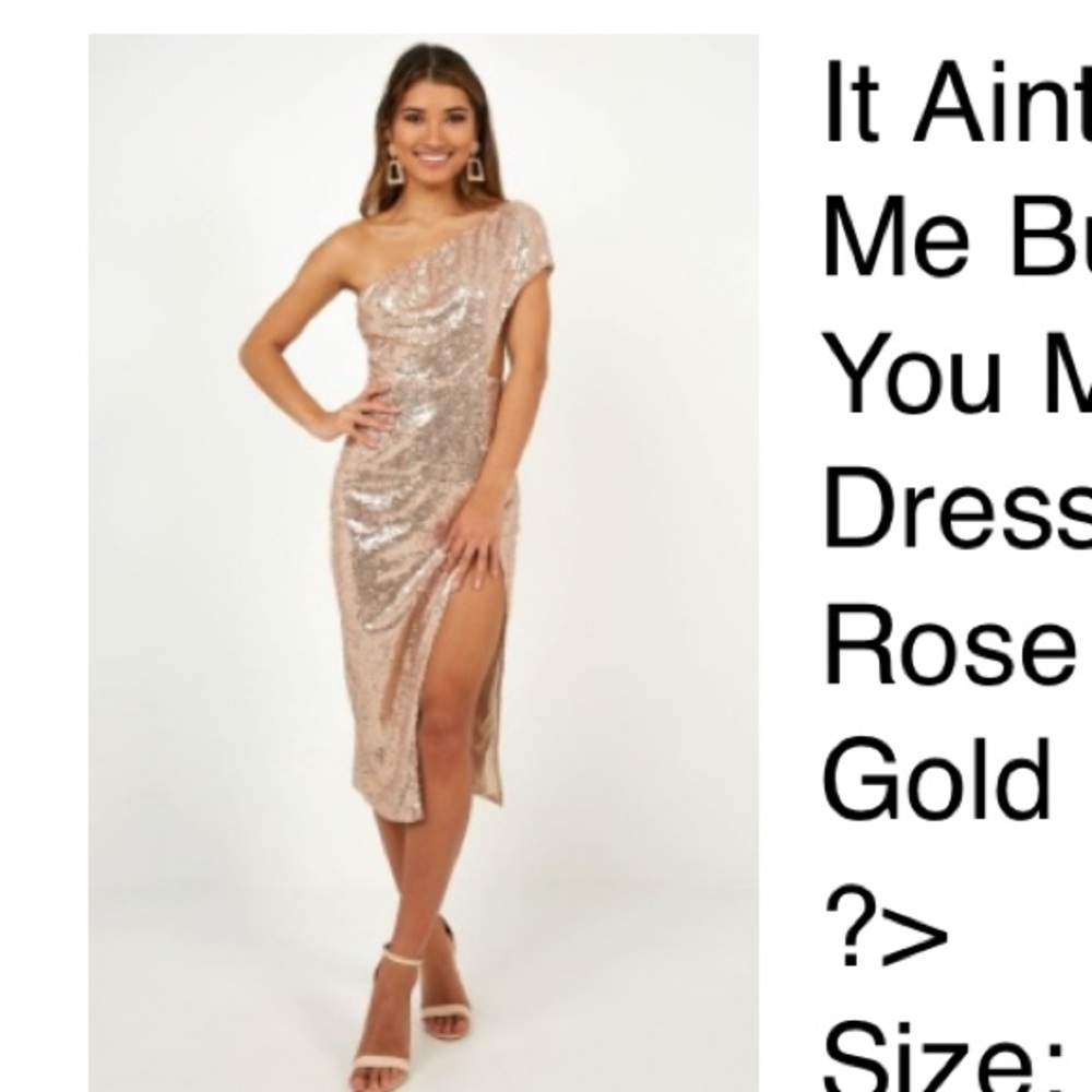 Showpo rose gold sequin dress